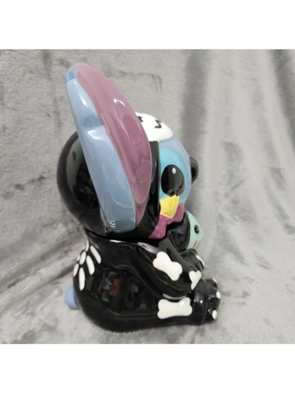 Disney Lilo & Stitch Cookie Jar Halloween Skeleton Stitch Costume Black Blue New